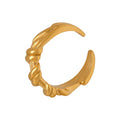 Elegant Fashion Stainless Steel Gold Plated Waterproof Geometric Twisted Rope Chain Open Ring for Women Daily Party Wear