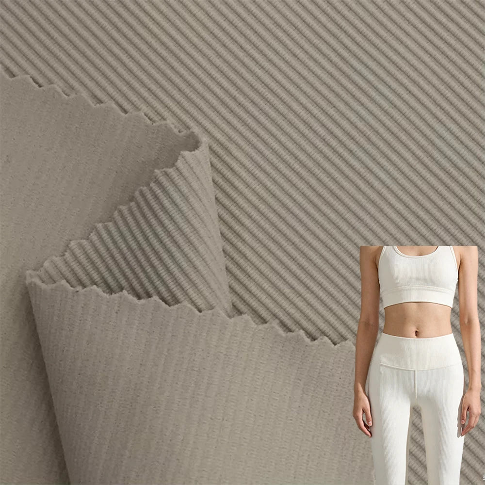 Stock Lot Stripes High Elastic Polyamide 74 Spandex 26 Ribbed Texture Leggings Swimwear Fabric