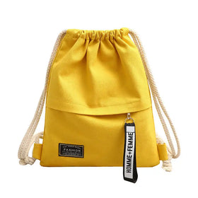 Canvas Drawstring Backpack for Shopping and Gym Cotton Canvas String Backpack Drawstring Cotton Pouch Bag