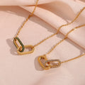 18K Gold Plated Stainless Steel Hoop Insert Heart Shape Zircon Pendant Love Necklace for Women