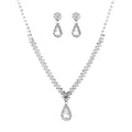 Bride Silver Bridal Necklace Earrings Set Crystal Wedding Jewelry Set Rhinestone Choker Necklace for Women and Girls (Set of 3)