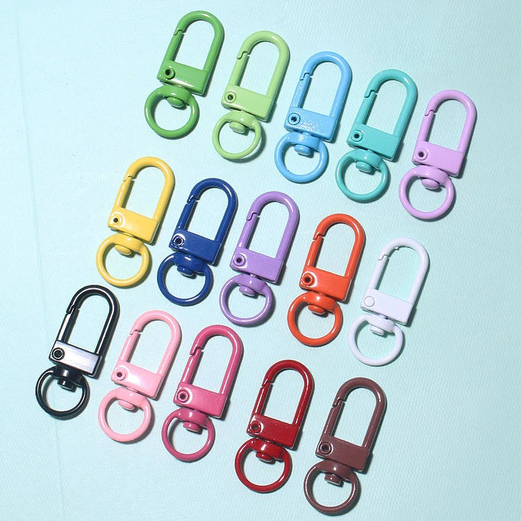 13mm*33mm Wholesale Lock-Shaped Spray Paint Metal Key Buckle Key Chain Metal Crafts Hardware Accessories