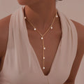 Jachon Wholesale Gold Plated Imitation Pearl Dainty Chain Y Tassel Necklace Stainless Steel Fine Jewelry Necklace