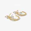 LOZRUNVE S925 Silver Unique Design Bezel Claw Setting Open Hoop Earring with Solitaire Diamond CZ Inside Dangling