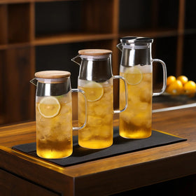 Heat-Resistant Straight With Handle Glass Jug With Lid Coffee Carafe Glass Cup for Juice Cold Water