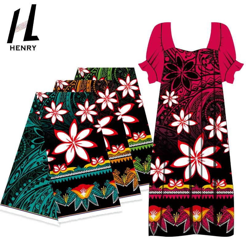 2024 Samoa Tribal Women Puletasi Polynesian Style Pacific Heritage Print Dress Material Wholesale Price
