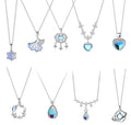 Light Luxury 925 Sterling Silver Moonstone Planet Asteroid Women's Pendant High Jewelry Necklace Heart Blue Stone Charm Necklace