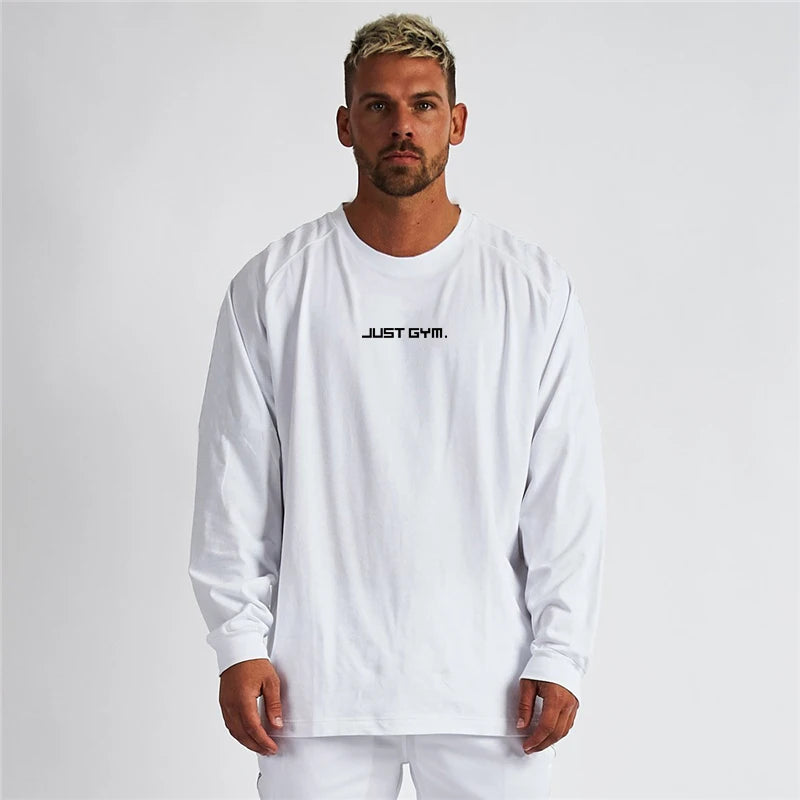 T-shirt New Custom Oversized Men T Shirt Workout Muscle Training Gym Men's Cotton Make Fit Long Sleeve Running Shirts