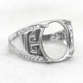 Sterling Silver 11*14mm Semi Mount Men's Ring Frame Empty Blank Claw Setting S925 Base Holder Without Center Stone for DIY Inlay