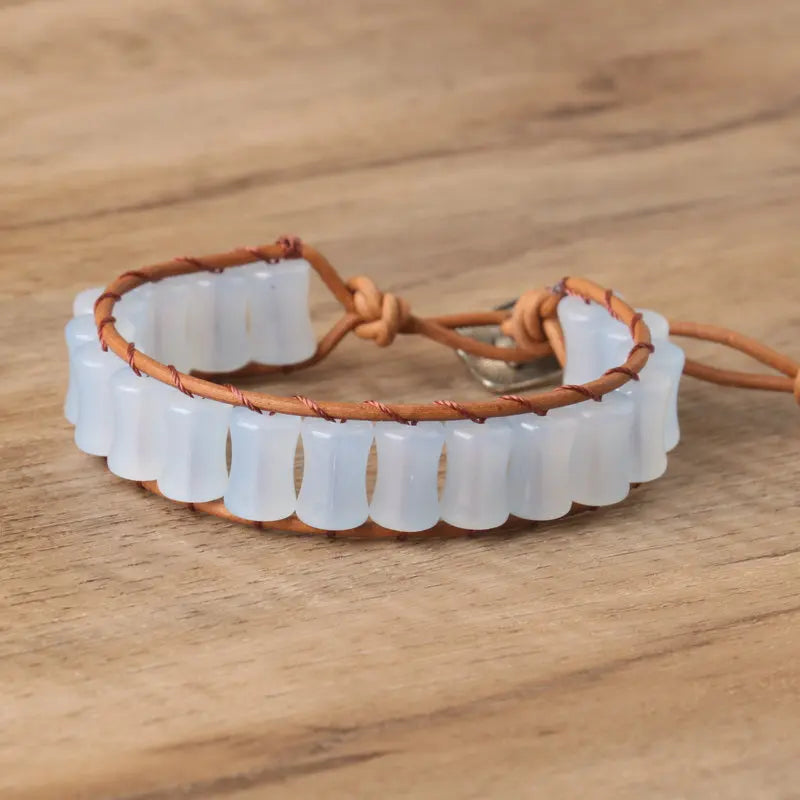 Custom Natural Bohemian Beaded Bracelet Handcrafted Adjustable Fashion Jewelry Bamboo Glass Crystal Bracelet for Women Jewelry