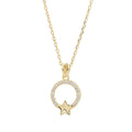 New 925 Sterling Silver Hollow Out Round Star 18k Gold Plated Pendant Women's Necklace Jewelry