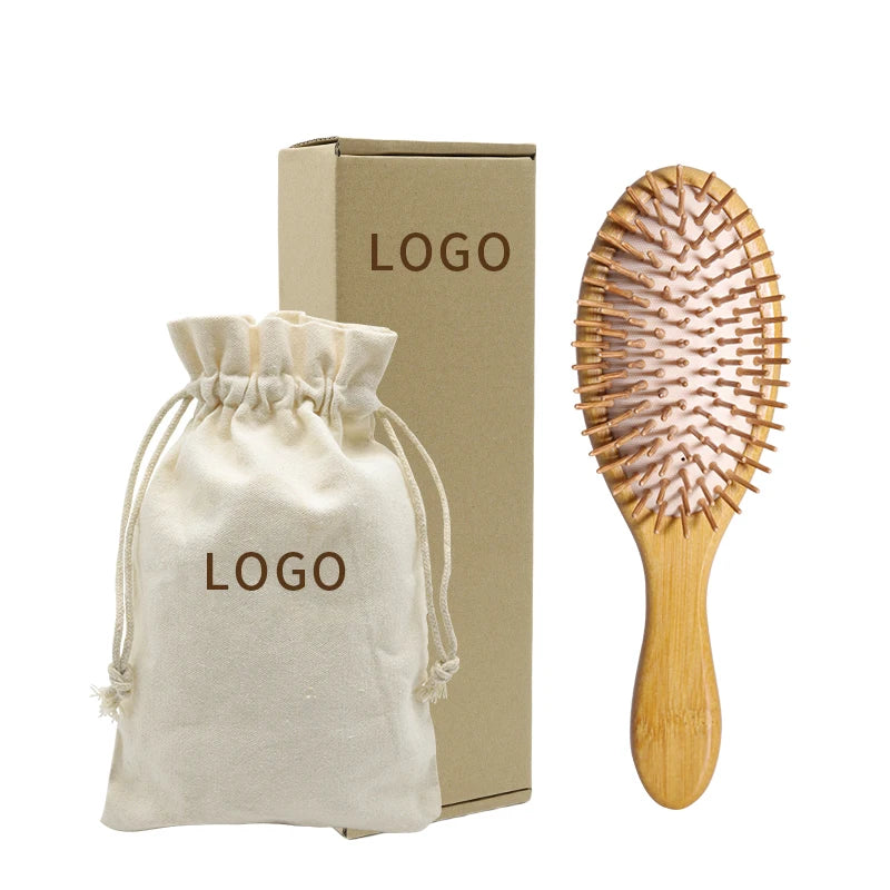 Paddle Bamboo Hairbrush square Oval Wood Detangler Brush Bamboo Bristles Hair Comb Women Men Massage Scalp Hairbrush