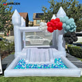 Toddlers Indoor Moonwalk Bouncer Mini Toddler Inflatable Bouncy Castle White Bounce House Jumper for 2-5 Kids Party