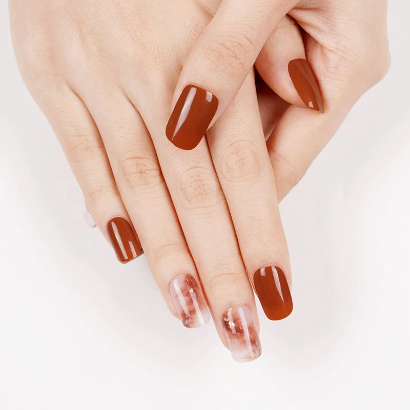 Dropshipping Lady's Semi Cured Nail Stickers Valentine's Day Style High Glossy Long Lasting Real Gel Strips Nail Wrap