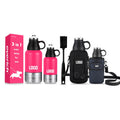Everich Hot Selling 32/64oz Double Wall Stainless Steel Outdoor Dog Water Bottle with 2 Detachable Dog Bowls Easy to Carry