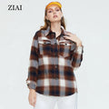 Wholesale Custom Woolen Check Shirt Jacket Casual Fashion Warm Autumn Coat Windproof Women Woolen Jacket