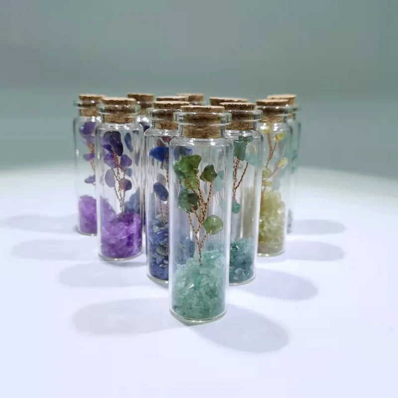 Crystals Crafts Tumbled Stone Chips Bottle Ornaments Wholesale Amethyst Wishing Tree Gravel Gemstones Bottle for Gift