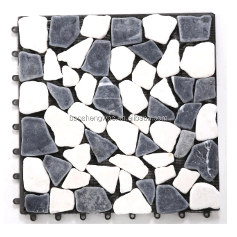 Modern European Brushed WPC Black Coffee Grey Outdoor Deck Tiles Interlocking Paver Design for Swimming Pool
