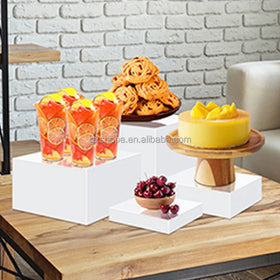 SHP Acrylic Food Display Risers Cubes Acrylic Food Display Stand White Buffet Riser For Luxury Restaurant Party Buffet Riser