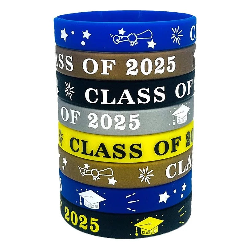 Hot Sale CLASS of 2025 Graduation or Admission Commemorative Silicone Wristband School Gift Party Event Rubber Bracelet in Stock