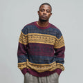 Men's Vintage Pattern Crewneck Sweater Autumn Retro Jacquard Wool Blend Breathable and Anti-Wrinkle Knitwear