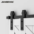 6.6ft/2m Barn Door Single Track Exterior Heavy Duty Rolling Industrial Bypass Iron Double Kit Sliding Barn Door Hardware