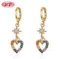 Factory Direct Jewelry Wholesale Lobe Piercing Ear Ring Bulk Lovely Heart Brass Long Drop Hypoallergenic Earrings for Girls