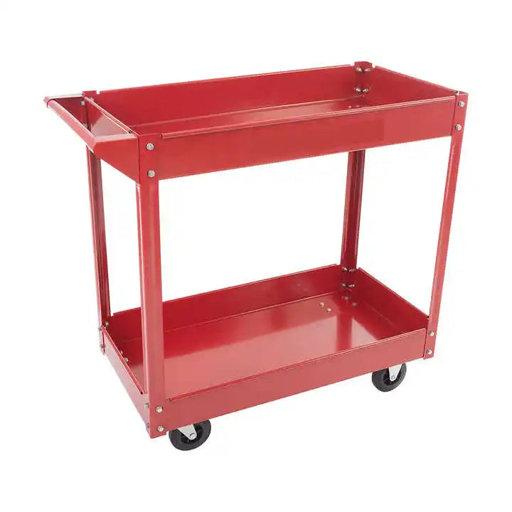 Pit Tool Cart Stalwart Vice Utility Heavy Duty Supply Cart Two Storage Tray Shelves Laser Cutting Bending Metal DYMACHINE Model