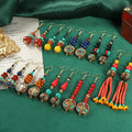 2023 Latest Vintage Handmade Brass Beads Dangle Earrings Ethnic Tibetan Nepal Enamel Beaded Pendant Earrings Gift