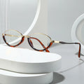 European and American Metal Frame Colorful Small Half Frame Small Cat Eye Trendy Anti Blue Light Eyeglass Frame for Women