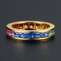 High End Jewelry Natural Princess Sapphire Wedding Rings Set Couple Recycled 18 Carat Gold Ring