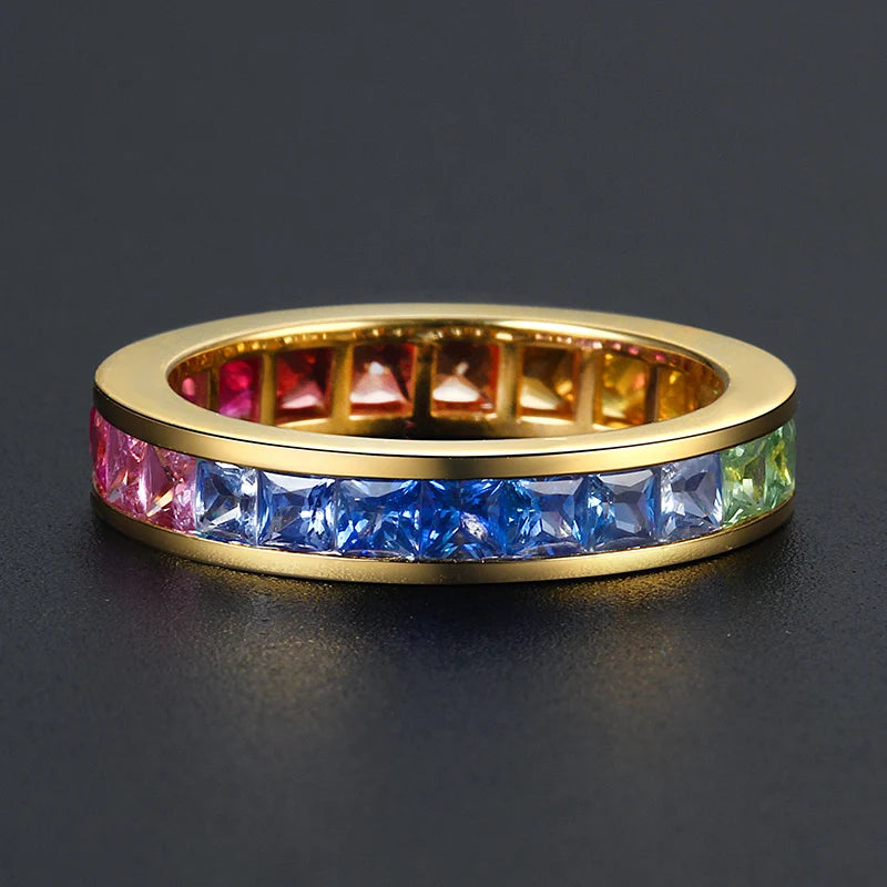High End Jewelry Natural Princess Sapphire Wedding Rings Set Couple Recycled 18 Carat Gold Ring