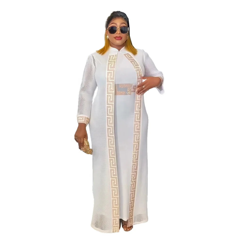 Sleek Luxury Africa Clothing Plus Size Two-Piece Set Sleek African Ladies Church Dress for Women-for Summer and Winter