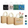 Large Reusable Burlap Jute Tote Bags with Custom DIY Logo Screen Printed Custom Colors-Promotional Wedding Gift Bags