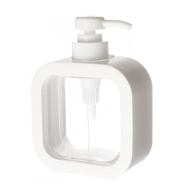 500ml Transparent Plastic Square Body Lotion Pump Bottle Refillable Dispenser for Shampoo with Secure Sealing Pump Sprayer