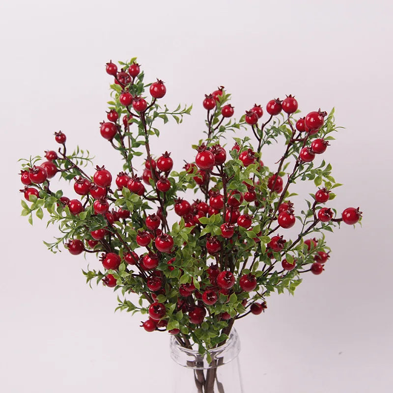O-X602 Wholesale Mini Pomegranate Artificial Plant Battery Flowers Home Wedding Decorative Christmas & New Year Red Batteries