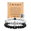 Love Stainless Steel White Black Matte Beaded Couple Bracelet Turquoise Bracelet Gifts for Men and Women