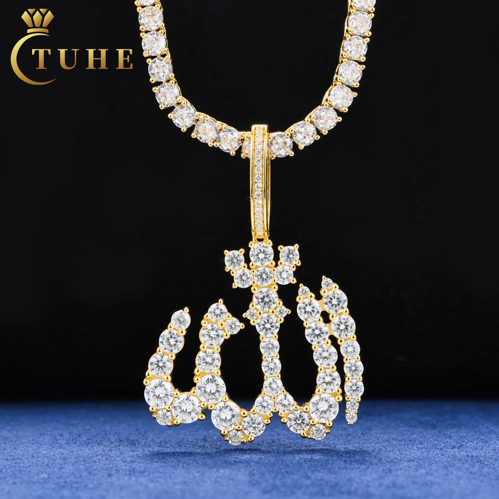 Wholesale Multisize Islamic Allah Pendant Custom 925 Sterling Silver VVS Moissanite Diamond Men's Necklace Hip Hop Pendant
