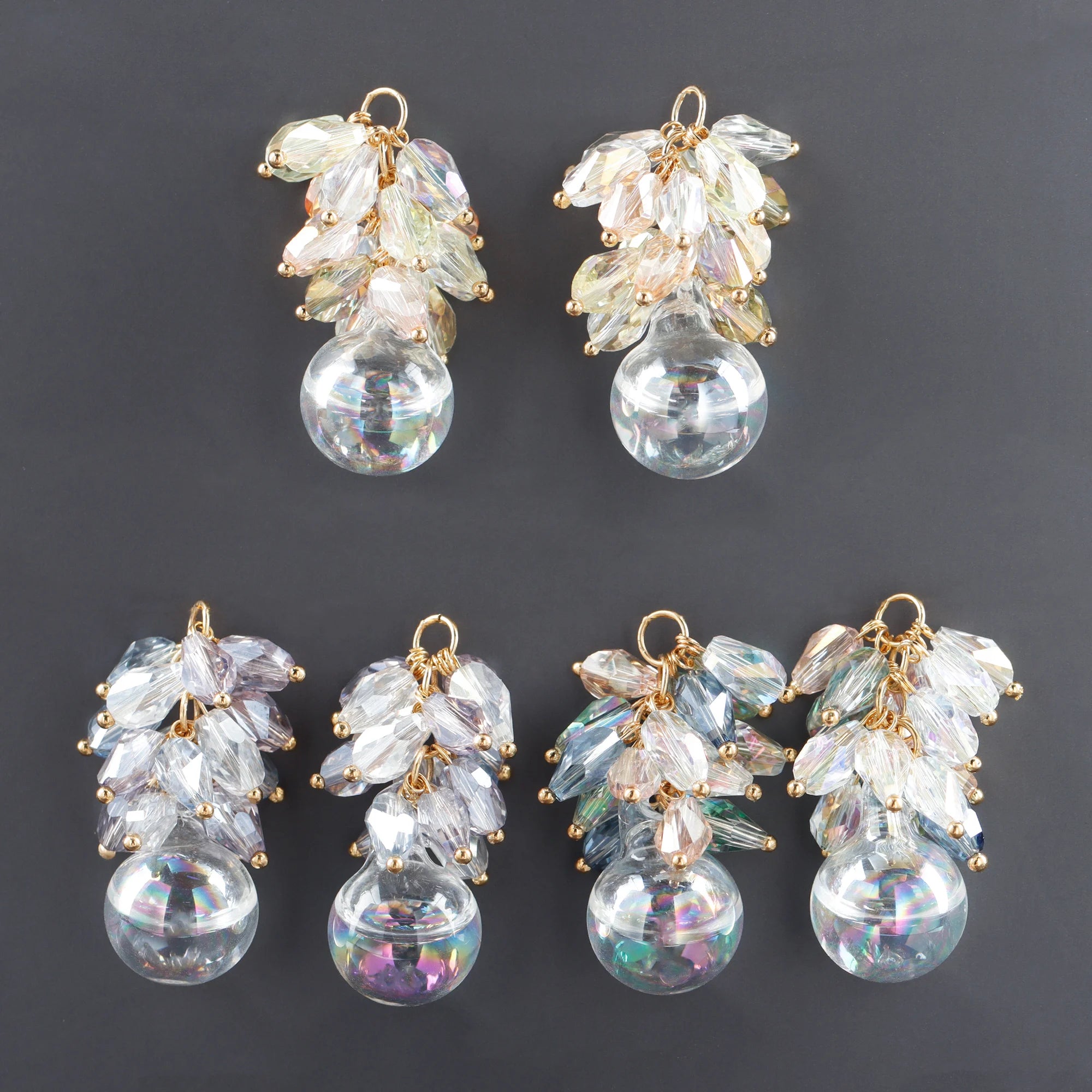 GUFEATHER M1084 6pcs/Lot 18K Gold Plated Handmade Glass Beads & Crystals DIY Earrings & Pendants Jewelry Accessories in Bag