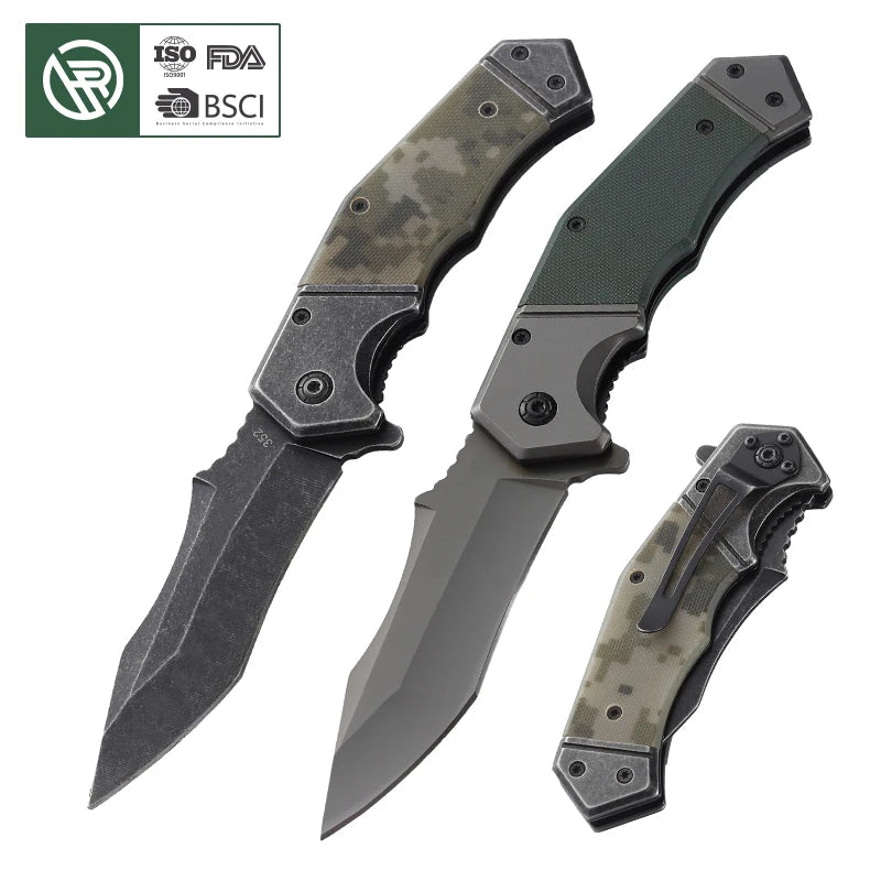 Bochen Latest Best Selling Products Green G10 Handle Camouflage Folding Blade Survival Hunting Survival Knife