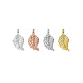 Hot Sales 925 Sterling Silver Fashion Rose Gold Plated Feather Charms Jewelry Pendants for Bracelet Making