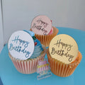 Acrylic Happy Birthday Disc Gift Box Tag Cupcake Topper for Party Cake Decoration