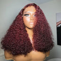 250% Burgundy 13*4 Lace Frontal Wig Curly 7*7 Human Hair Wigs Heavy Density 13*6 HD Transparent Jerry Curly Lace Frontal Wig