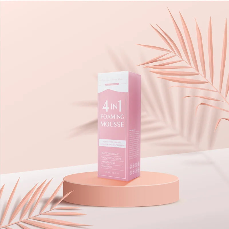 AiXin OEM Organic 4-in-1 Vegan Herbal Foaming Mousse Face Cleanser Tea Tree Amino Acid Vitamin C 2% Salicylic Acid Acne