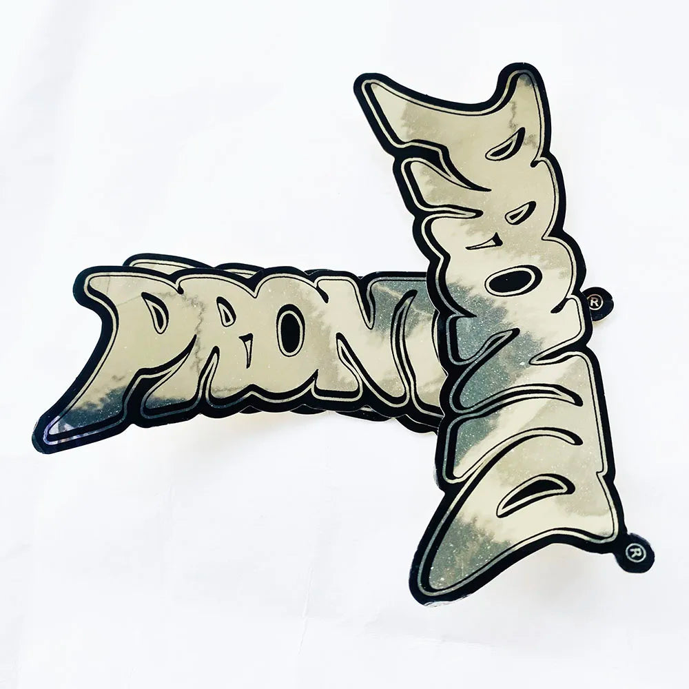 Custom Logo Die Cut Shape Silver Foil Vinyl Embossed Metallic Stickers Printing