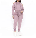 KY Luxury Cropped Hoodie and Sweatpants Set Unisex Plus Size Breathable Solid Pattern Autumn Sweatsuit for Women