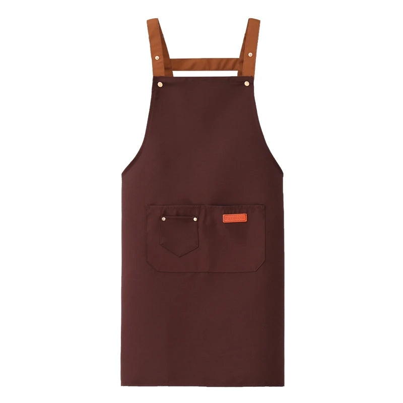 Custom Women Men Unisex Promotional Brown 100% Canvas Uniform Waterproof Cooking Kitchen Delantal Aprons