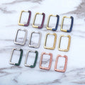 Rectangular Geometric Earrings with Retro Hong Kong Style and Colorful Zircon Inlay Simple and Atmospheric Earrings
