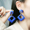 Women's Exaggerated Rhombus Splice Drop Earrings 12 Macaron Colors Acrylic Dangle Jewelry Fashionable Female Accessory