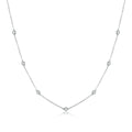 Genuine 925 Sterling Silver Bright Zircon Simple Necklace Long Chain Link for Women Wedding Exquisite Jewelry Gift SCN393
